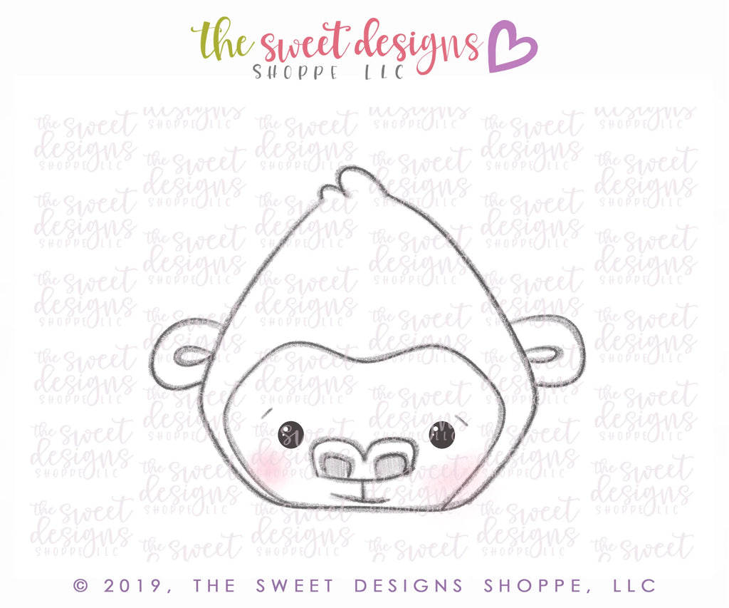 Cookie Cutters - Cute Gorilla Face v2- Cutter - Sweet Designs Shoppe - - 2019, ALL, Animal, Animals, Barn, Cookie Cutter, Promocode