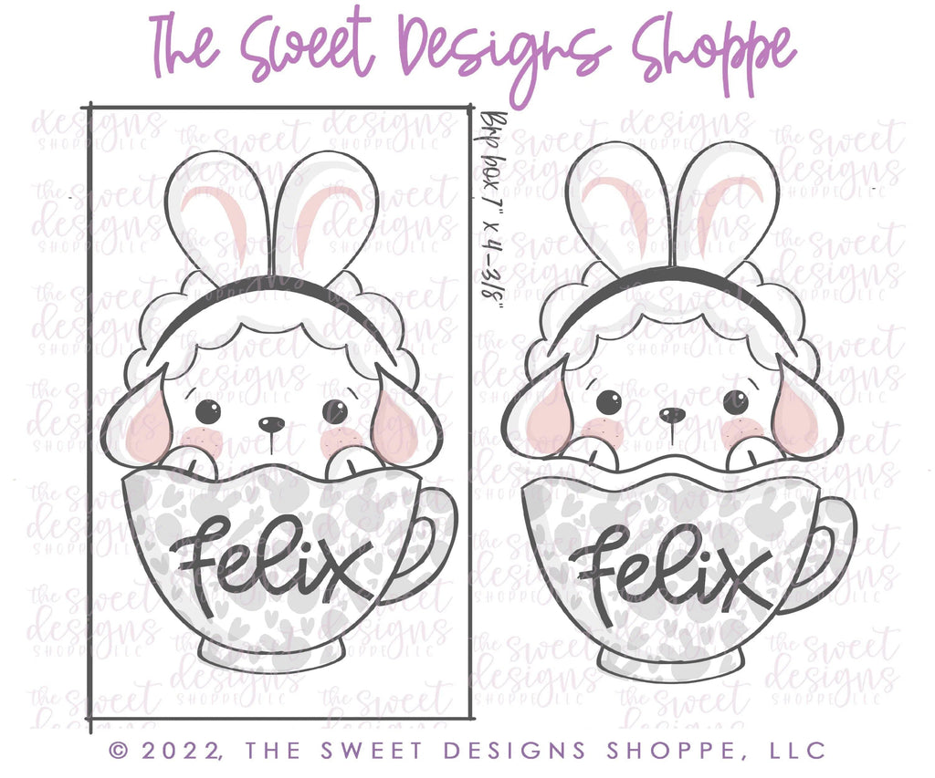 Cookie Cutters - Cute Lamb in Mug Two Piece Set - Set of 2 - Cookie Cutters - The Sweet Designs Shoppe - - ALL, Animal, Animals, Animals and Insects, bunny, Cookie Cutter, Easter / Spring, mug, mugs, Promocode, regular sets, Set, sets