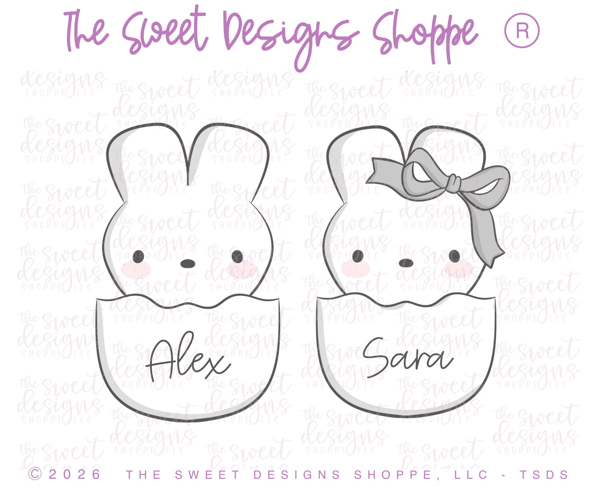 Cookie Cutters - Cute Marshmallow Bunny in Egg Set - Set of 2 - Cookie Cutters - The Sweet Designs Shoppe - TSDS - - ALL,Animal,Animals,Cookie Cutter,Easter,Easter / Spring,PLAQUES HANDLETTERING,Promocode,regular sets,set,STL