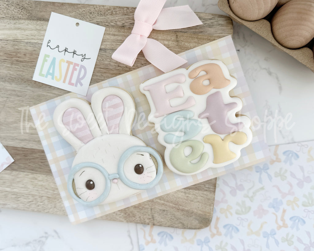 Cookie Cutters - Cute Nerdy Bunny Face and Easter Plaque Set - Set of 2 - Cookie Cutters - The Sweet Designs Shoppe - TSDS - - ALL,Animal,Animals,Animals and Insects,Cookie Cutter,Easter,Easter / Spring,Promocode,regular sets,set,STL
