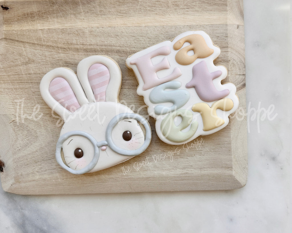 Cookie Cutters - Cute Nerdy Bunny Face and Easter Plaque Set - Set of 2 - Cookie Cutters - The Sweet Designs Shoppe - TSDS - - ALL,Animal,Animals,Animals and Insects,Cookie Cutter,Easter,Easter / Spring,Promocode,regular sets,set,STL