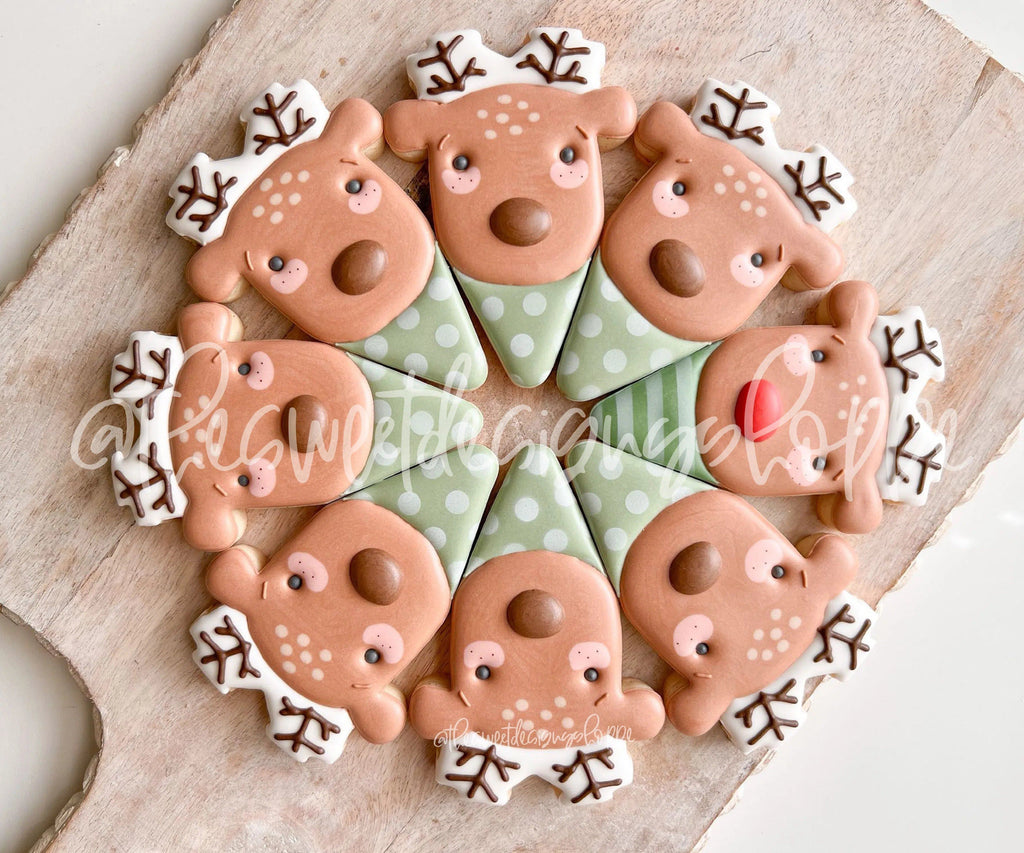 Cookie Cutters - Cute Reindeer Slice with Santa Platter (8.5" diameter) Set (Set of 2) - Cookie Cutters - The Sweet Designs Shoppe - - ALL, Christmas, Christmas / Winter, Christmas Cookies, Cookie Cutter, Food and Beverage, Food beverages, Mini Set, Mini Sets, platter, Promocode, regular sets, Set, sets