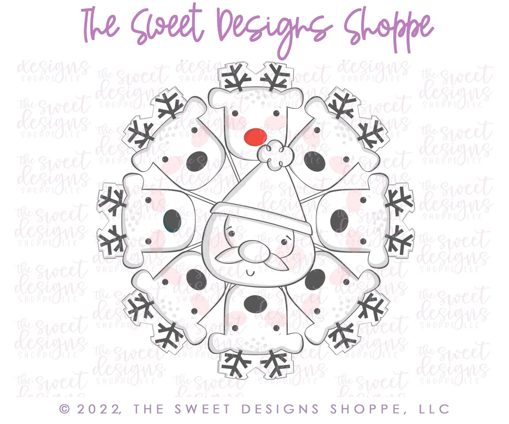 Cookie Cutters - Cute Reindeer Slice with Santa Platter (8.5" diameter) Set (Set of 2) - Cookie Cutters - The Sweet Designs Shoppe - TSDS - - ALL,Christmas,Christmas / Winter,Christmas Cookies,Cookie Cutter,Food and Beverage,Food beverages,Mini Set,Mini Sets,platter,Promocode,regular sets,Set,sets,STL