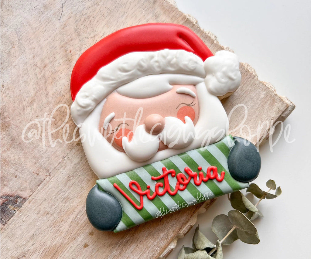 Cookie Cutters - Cute Santa Plaque - Cookie Cutter - The Sweet Designs Shoppe - - ALL, Christmas, Christmas / Winter, Cookie Cutter, Personalized, Plaque, Promocode, Santa, Santa Claus