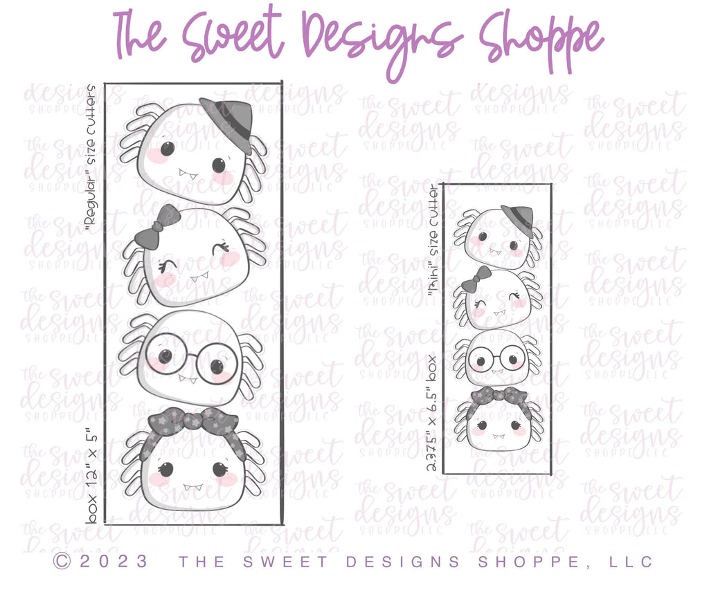 Cookie Cutters - Cute Spiders Set - Cookie Cutters - Set of 4 - The Sweet Designs Shoppe - TSDS - - ALL,Build your own,Cookie Cutter,geil,halloween,Promocode,regular sets,set,sets,STL