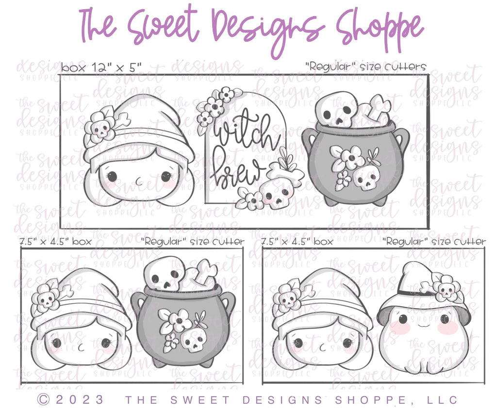 Cookie Cutters - Cute Witch Cookie Cutters Set - Set of 5 - Cookie Cutters - The Sweet Designs Shoppe - - ALL, beach, Cookie Cutter, halloween, Mini Sets, Promocode, regular sets, set