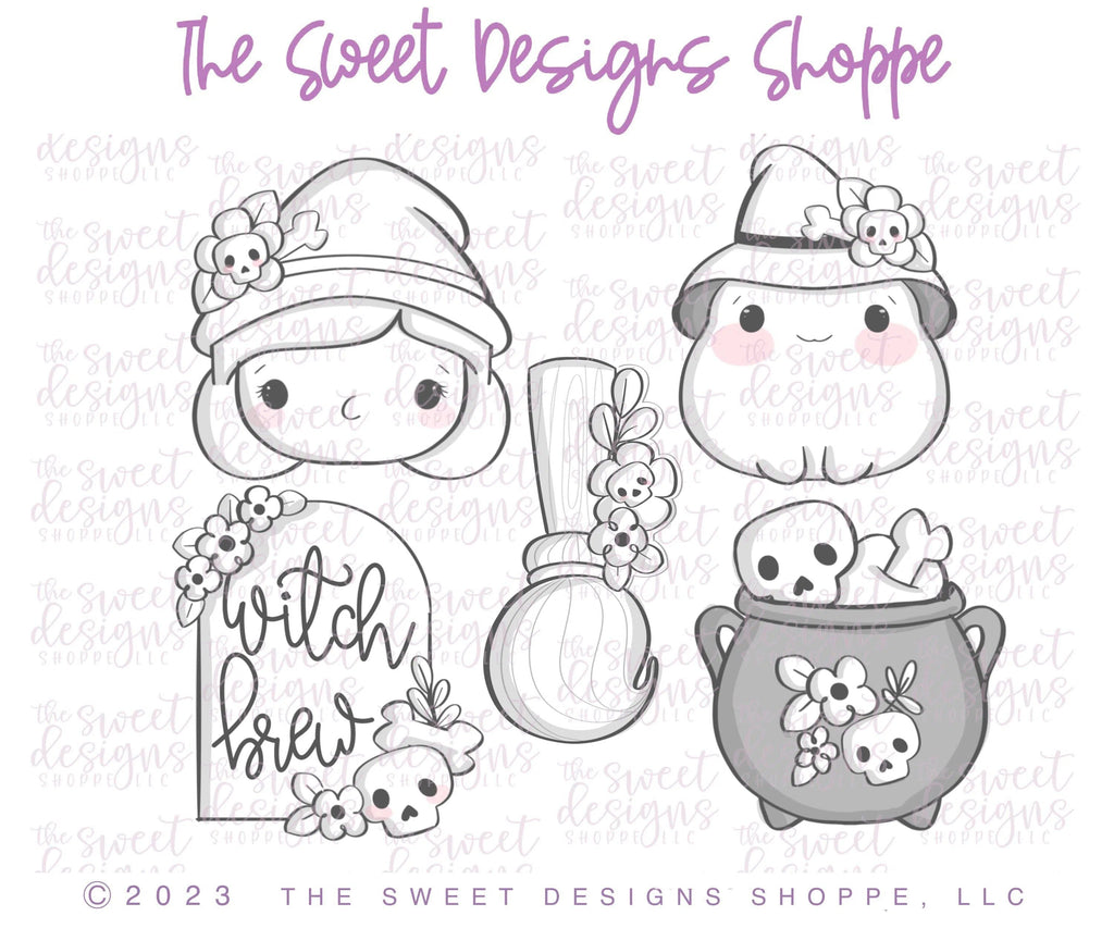 Cookie Cutters - Cute Witch Cookie Cutters Set - Set of 5 - Cookie Cutters - The Sweet Designs Shoppe - TSDS - - ALL,beach,Cookie Cutter,halloween,Mini Sets,Promocode,regular sets,set