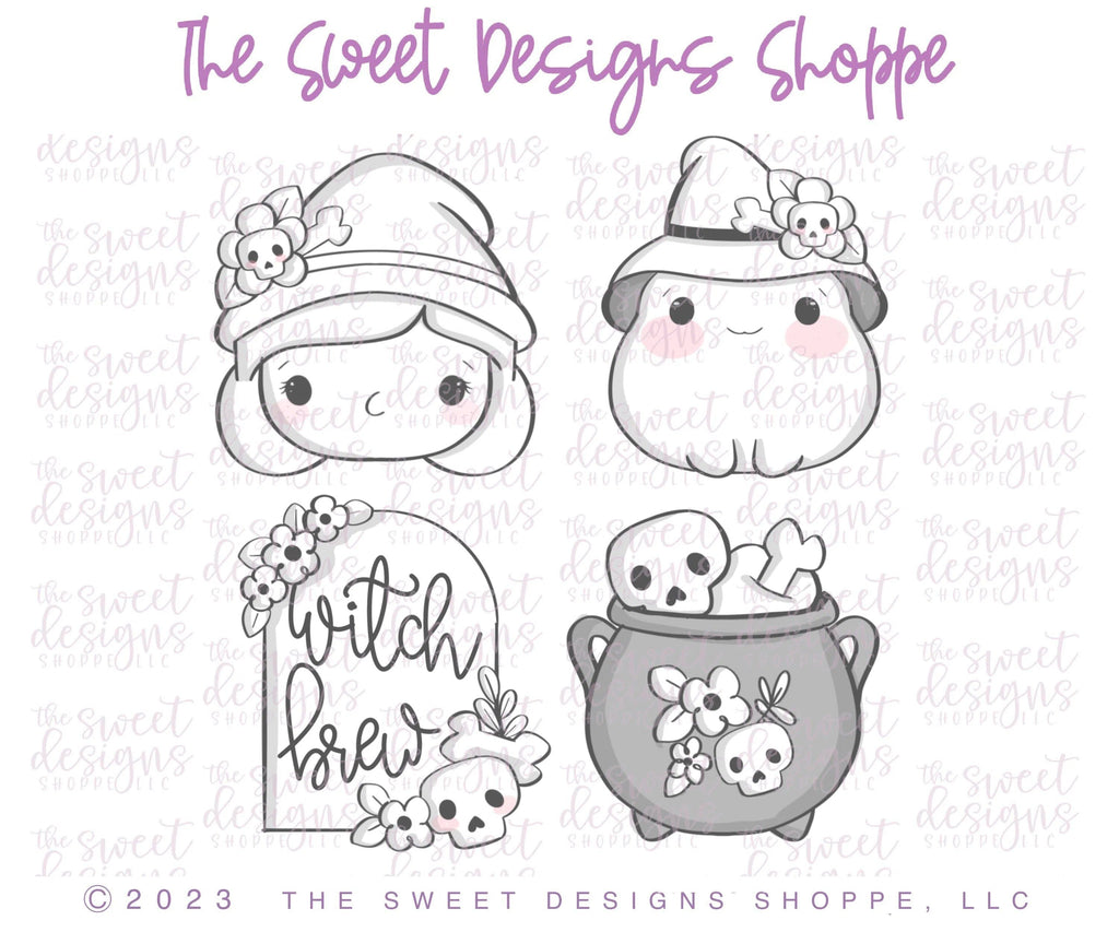 Cookie Cutters - Cute Witch Cookie Cutters Set - Set of 5 - Cookie Cutters - The Sweet Designs Shoppe - TSDS - - ALL,beach,Cookie Cutter,halloween,Mini Sets,Promocode,regular sets,set