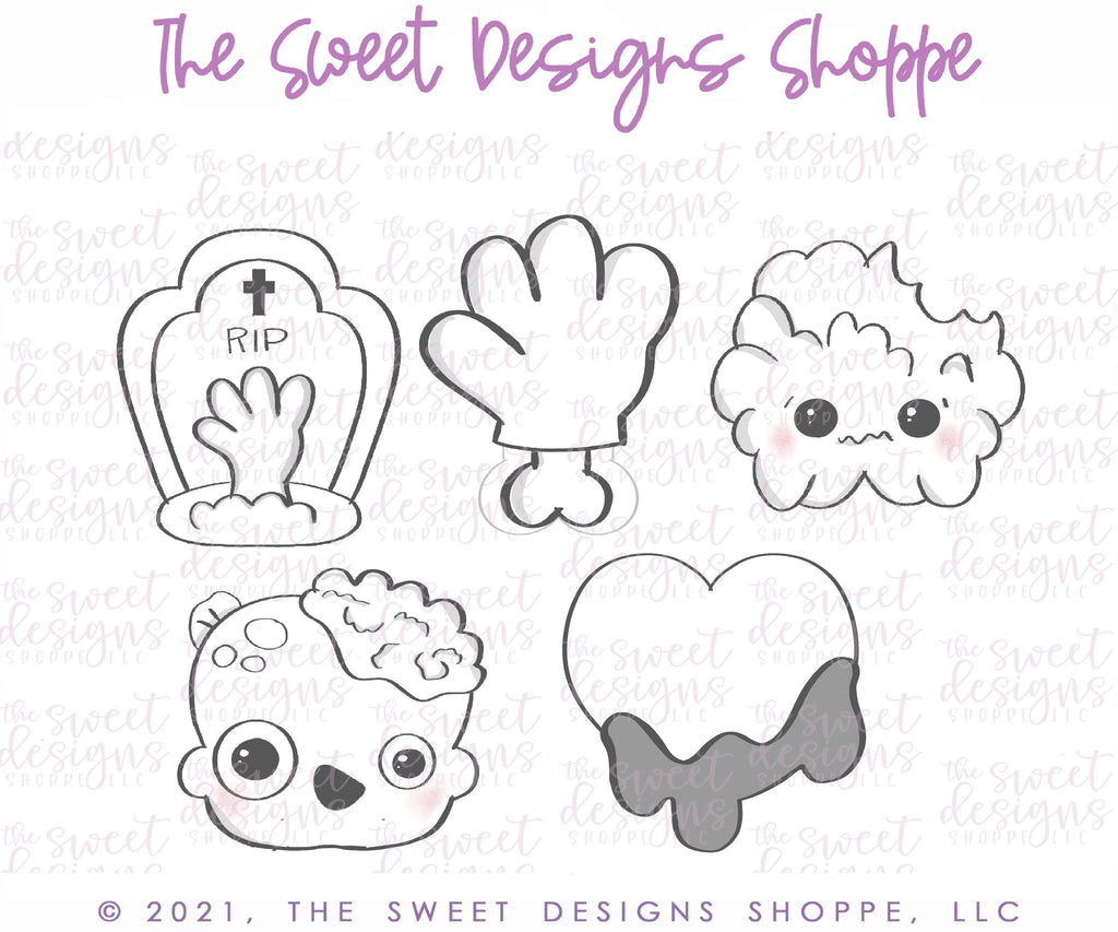 Cookie Cutters - Cute Zombie Mini Set - Cookie Cutters - Sweet Designs Shoppe - Set of 5 Minis - ALL, Cookie Cutter, halloween, Halloween set, Halloween Sets, Mini Sets, Monster and Zombies, Monsters and Zombies, Promocode, set, valentine, valentines, zombie, Zombies, Zombies and Monsters