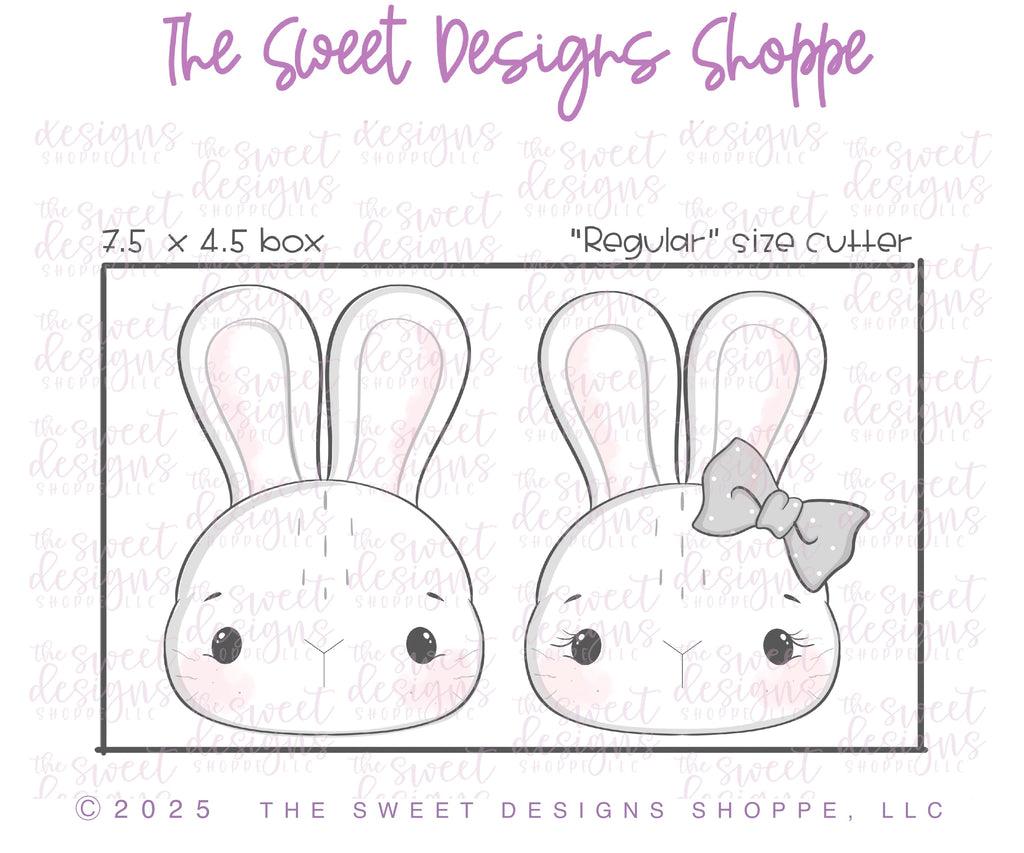 Cookie Cutters - Cutest Bunny Face Couple Set - Set of 2 - Cookie Cutters - The Sweet Designs Shoppe - TSDS - - ALL,Animal,Animals,Cookie Cutter,Easter,Easter / Spring,Mini Set,Mini Sets,Promocode,regular sets,set,STL