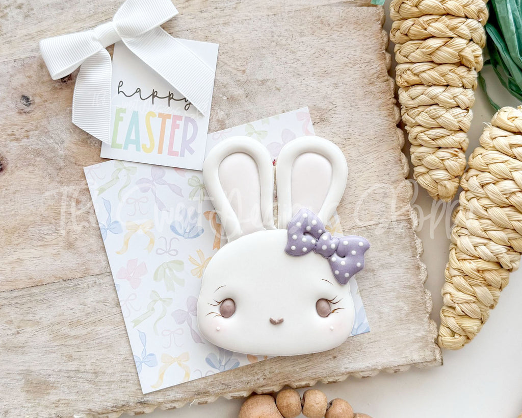 Cookie Cutters - Cutest Bunny Face with Bow - Cookie Cutter - The Sweet Designs Shoppe - TSDS - - ALL,Animal,Animals,Animals and Insects,basket,bunny girl with bow,Bunny plaque,Cookie Cutter,cutest bunny Face with bow,Easter,Easter / Spring,easter basket,gils bunny,Nature,Nest,Promocode,STL