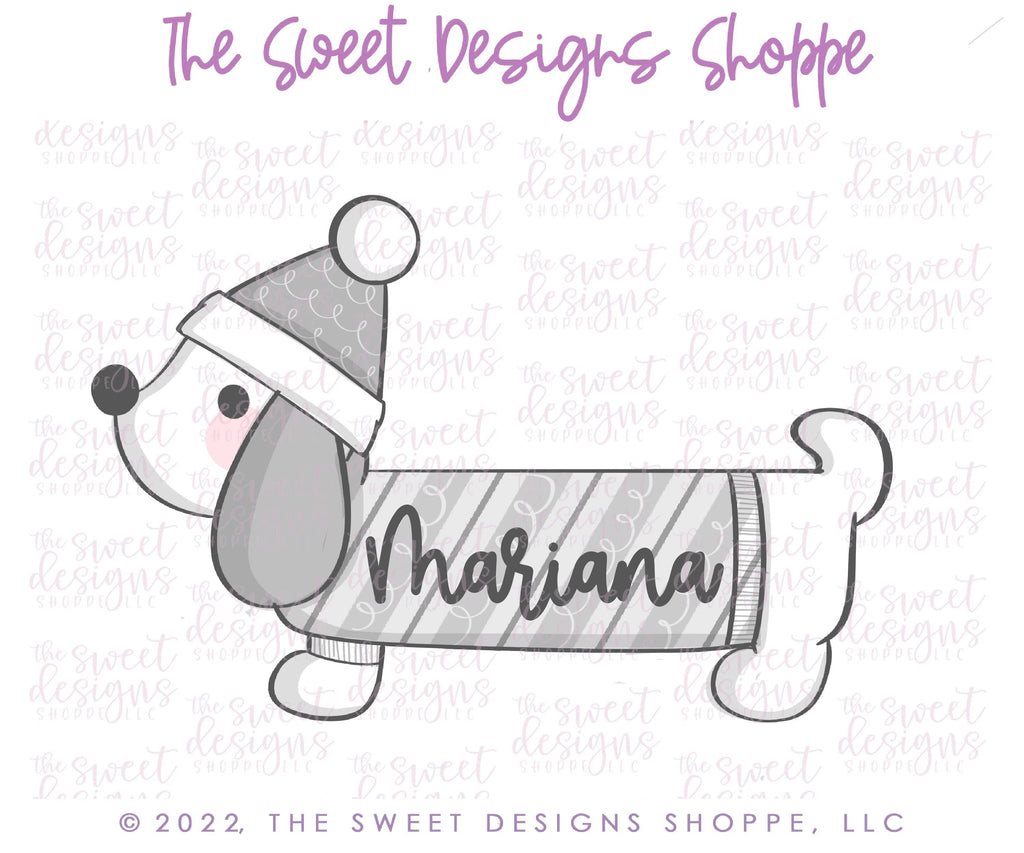 Cookie Cutters - Dachshund Dog with Christmas Hat- Cookie Cutter - Sweet Designs Shoppe - - ALL, Animal, Animals, Animals and Insects, Christmas, Christmas Cookies, Cookie Cutter, dog, Promocode
