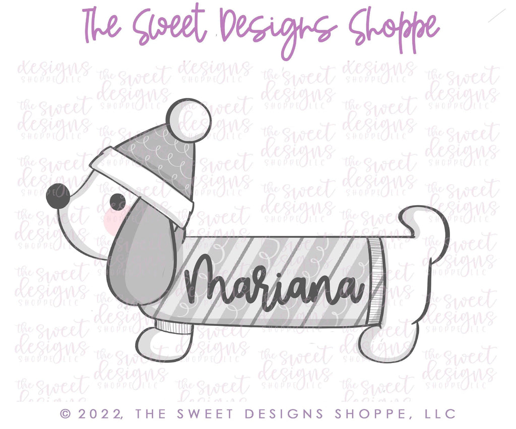 Cookie Cutters - Dachshund Dog with Christmas Hat- Cookie Cutter - The Sweet Designs Shoppe - - ALL, Animal, Animals, Animals and Insects, Christmas, Christmas Cookies, Cookie Cutter, dog, Promocode