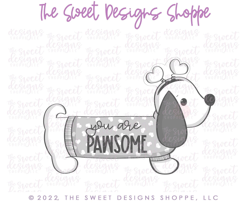 Cookie Cutters - Dachshund Dog with Heart Headband - Cookie Cutter - The Sweet Designs Shoppe - TSDS - - ALL,Animal,Animals,Animals and Insects,Cookie Cutter,dog,Promocode,STL,valentine,valentines