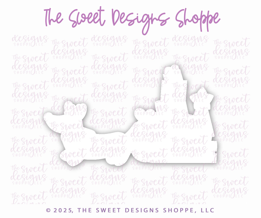Cookie Cutters - Dachshund pulling Christmas Sled - Cookie Cutter - The Sweet Designs Shoppe - TSDS - - ALL,Animal,Animals,Animals and Insects,be still bakery,bestillbakery,Christmas,Christmas / Winter,Cookie Cutter,dog,Megan Hamer,new,Promocode,STL
