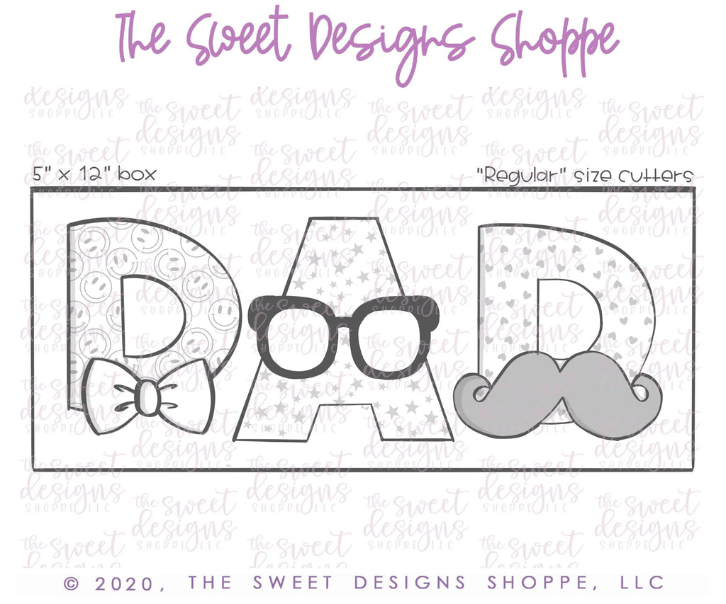 Cookie Cutters - DAD Set - Set of 3 - Cookie Cutters - The Sweet Designs Shoppe - TSDS - - 051520,ALL,Cookie Cutter,dad,Father,father's day,grandfather,Lettering,Mini Sets,Promocode,regular sets,Set,sets,STL