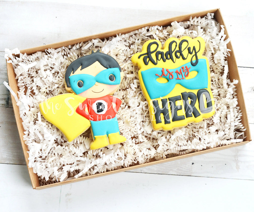 Cookie Cutters - Daddy is a/my HERO Plaque v2 - Cookie Cutter - The Sweet Designs Shoppe - - ALL, Cookie Cutter, dad, Father, father's day, grandfather, hero, mother, Mothers Day, Plaque, Promocode, superhero