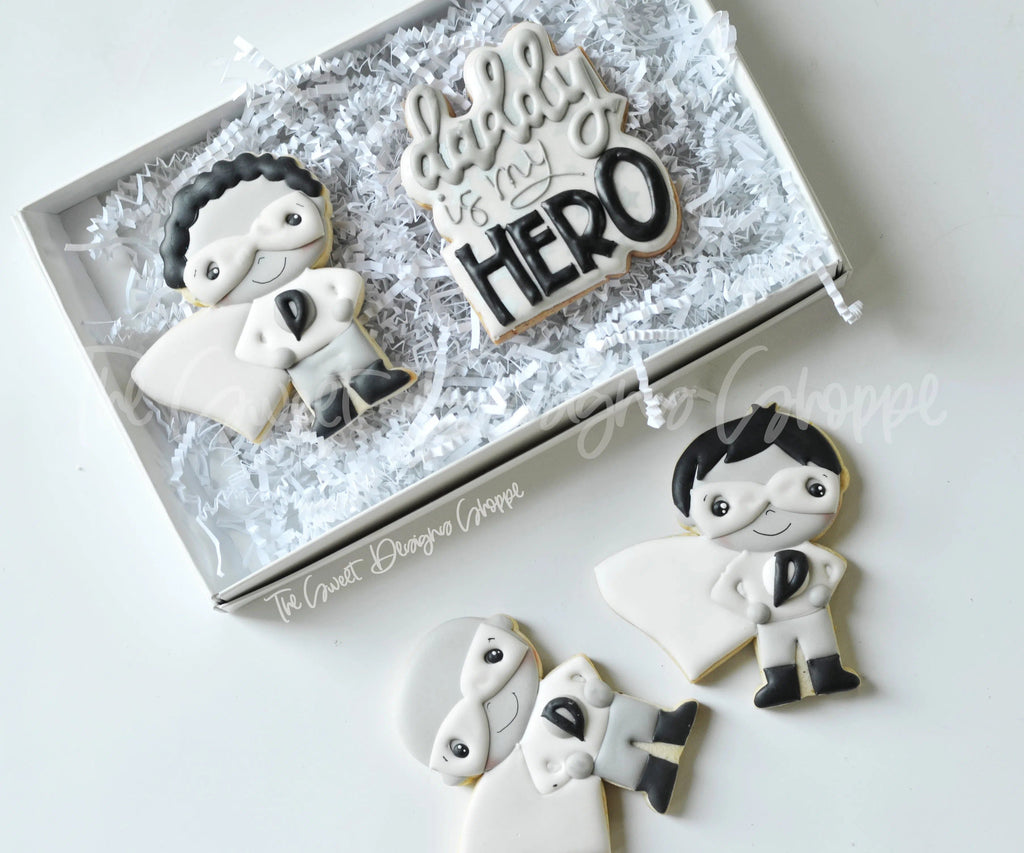 Cookie Cutters - Daddy is my Hero -Set - Cookie Cutters - The Sweet Designs Shoppe - TSDS - - ALL,Cookie Cutter,dad,Father,father's day,grandfather,kids,Kids / Fantasy,Mini Sets,Promocode,regular sets,set,Superhero,Superheroes