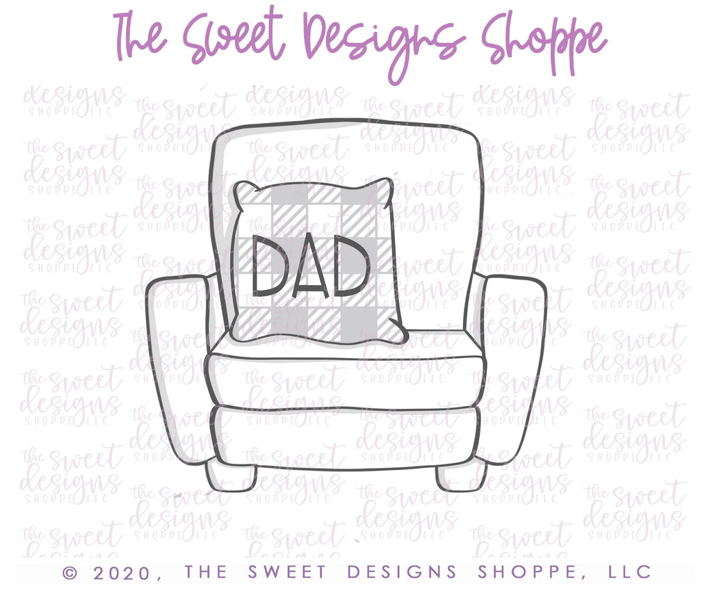 Cookie Cutters - Daddy's Sofa - Cookie Cutter - Sweet Designs Shoppe - - 051520, ALL, Cookie Cutter, couch, dad, Father, Fathers Day, grandfather, Misc, Miscelaneous, Miscellaneous, Promocode