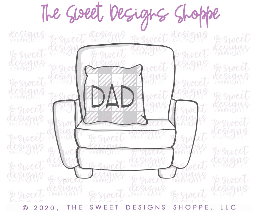 Cookie Cutters - Daddy's Sofa - Cookie Cutter - The Sweet Designs Shoppe - - 051520, ALL, Cookie Cutter, couch, dad, Father, Fathers Day, grandfather, Misc, Miscelaneous, Miscellaneous, Promocode