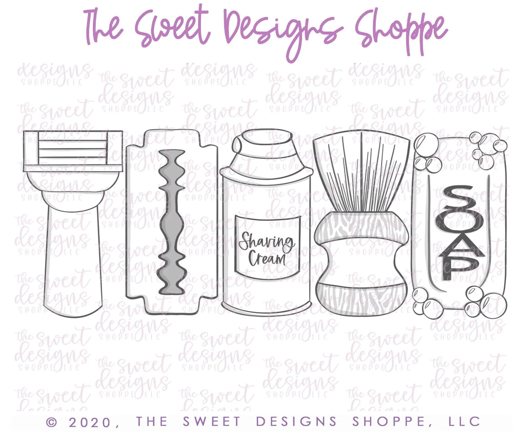 Cookie Cutters - Dad's Shaving Set - Cookie Cutters - The Sweet Designs Shoppe - TSDS - - 051520,ALL,Cookie Cutter,dad,Father,father's day,grandfather,Mini Sets,Promocode,razor,regular sets,set,shave