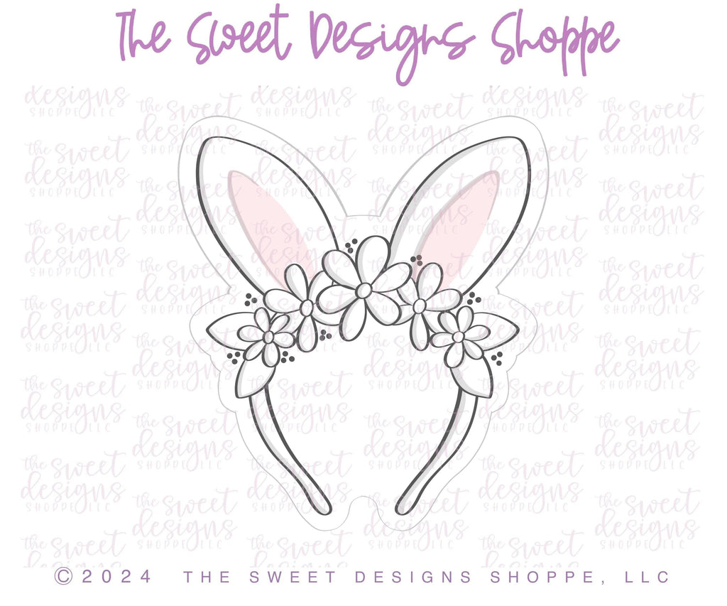 Cookie Cutters - Daisy Bunny Ears Cookie Cutter - The Sweet Designs Shoppe - - ALL, Animal, Bunny, Cookie Cutter, Easter, Easter / Spring, floral, Promocode