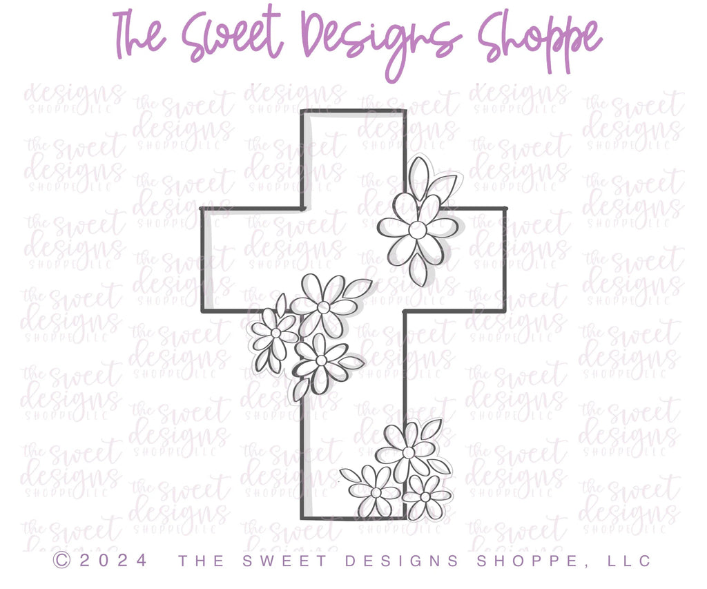 Cookie Cutters - Daisy Cross - Cookie Cutter - Sweet Designs Shoppe - - ALL, Cookie Cutter, cross, Easter, Easter / Spring, floral, Nature, Promocode, Religious