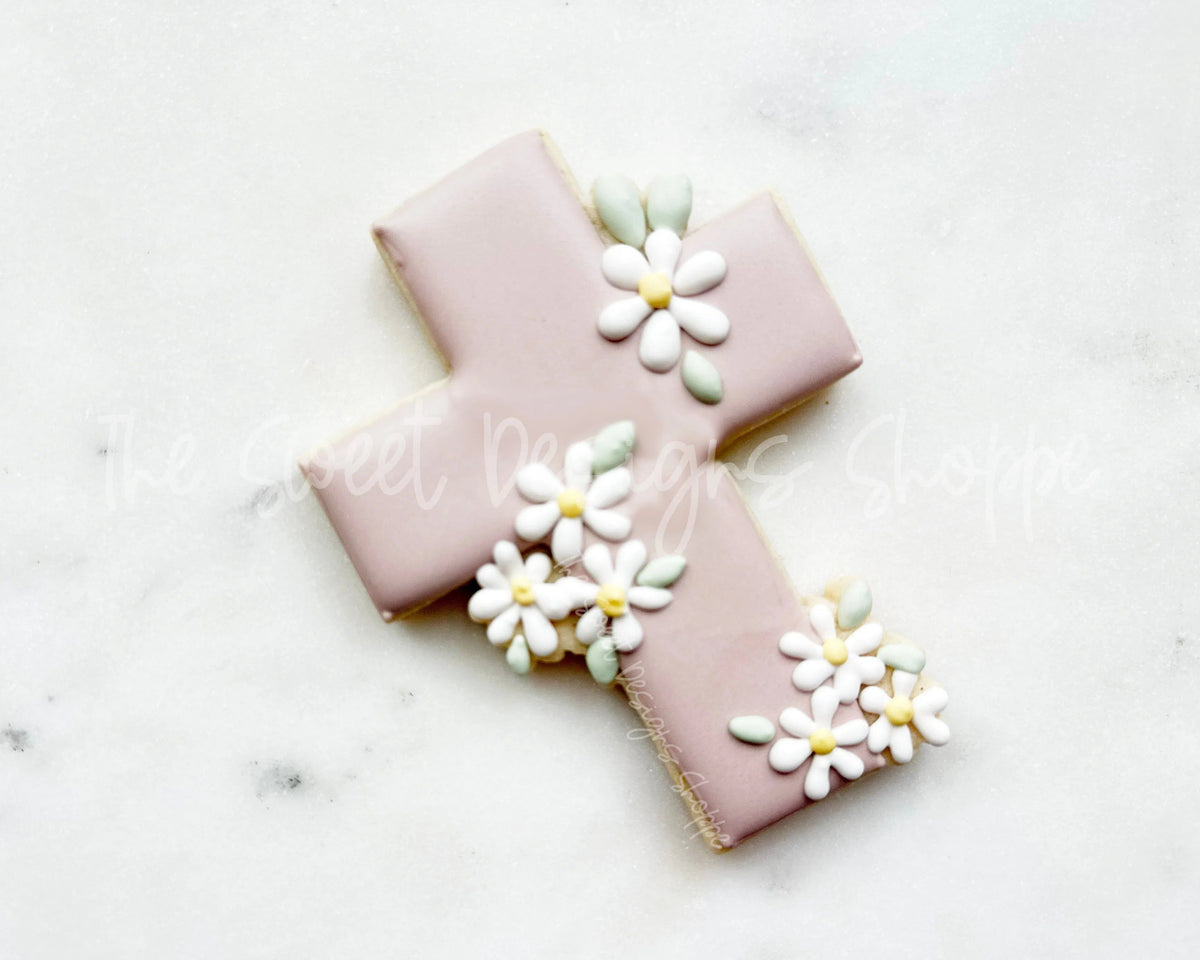 Cookie Cutters - Daisy Cross - Cookie Cutter - The Sweet Designs Shoppe - TSDS - - ALL,Cookie Cutter,cross,Easter,Easter / Spring,First Communion,floral,Nature,Promocode,Religious,STL