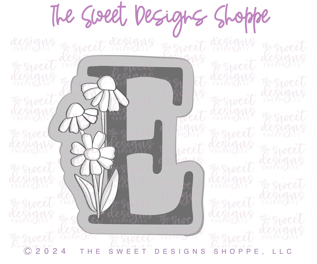 Cookie Cutters - Daisy E - Cookie Cutter - The Sweet Designs Shoppe - TSDS - - ALL,Cookie Cutter,Daisy,Flower,Flowers,Leaves and Flowers,letter,Lettering,Letters,letters and numbers,Promocode
