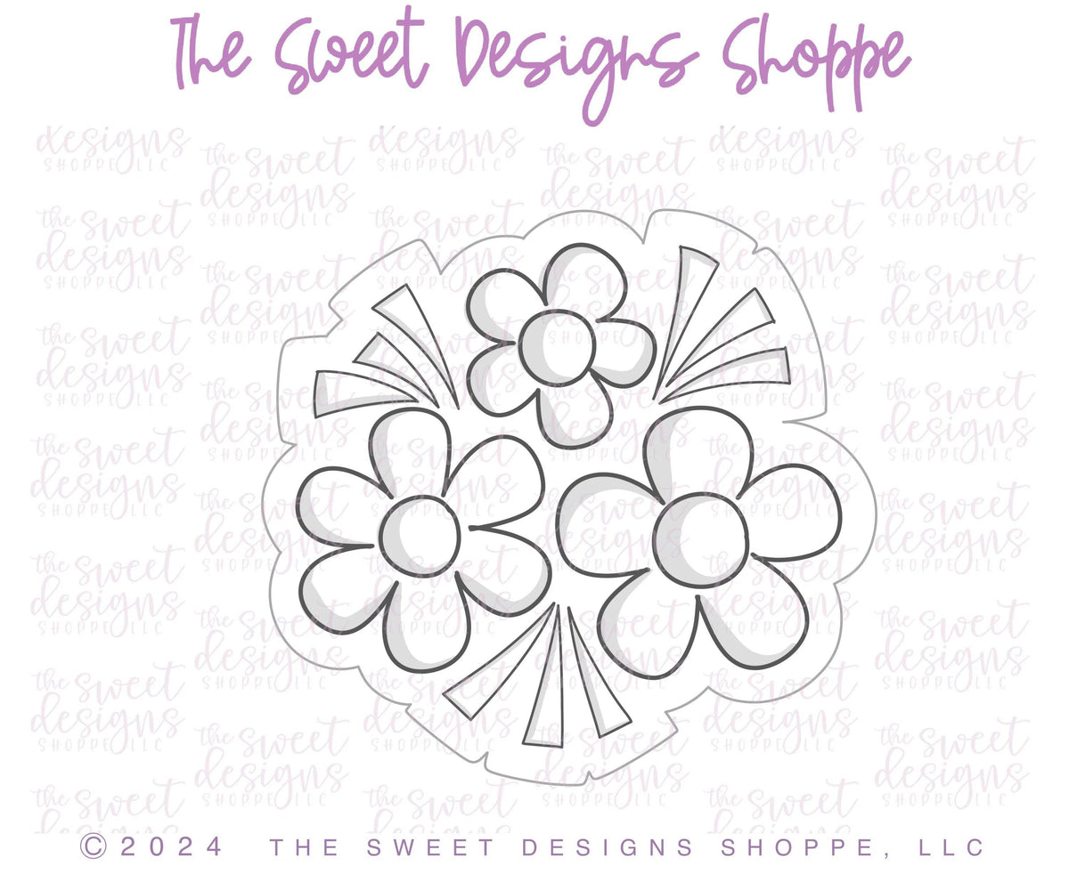 Cookie Cutters - Daisy Fireworks - Cookie Cutter - The Sweet Designs Shoppe - TSDS - - 4th,4th July,4th of July,ALL,America,Cookie Cutter,firecracker,fireworks,Flower,Flowers,fourth of July,Independence,Leaves and Flowers,Miscellaneous,New Year,patriotic,Patriotric,Promocode,STL,Trees Leaves and Flowers,USA