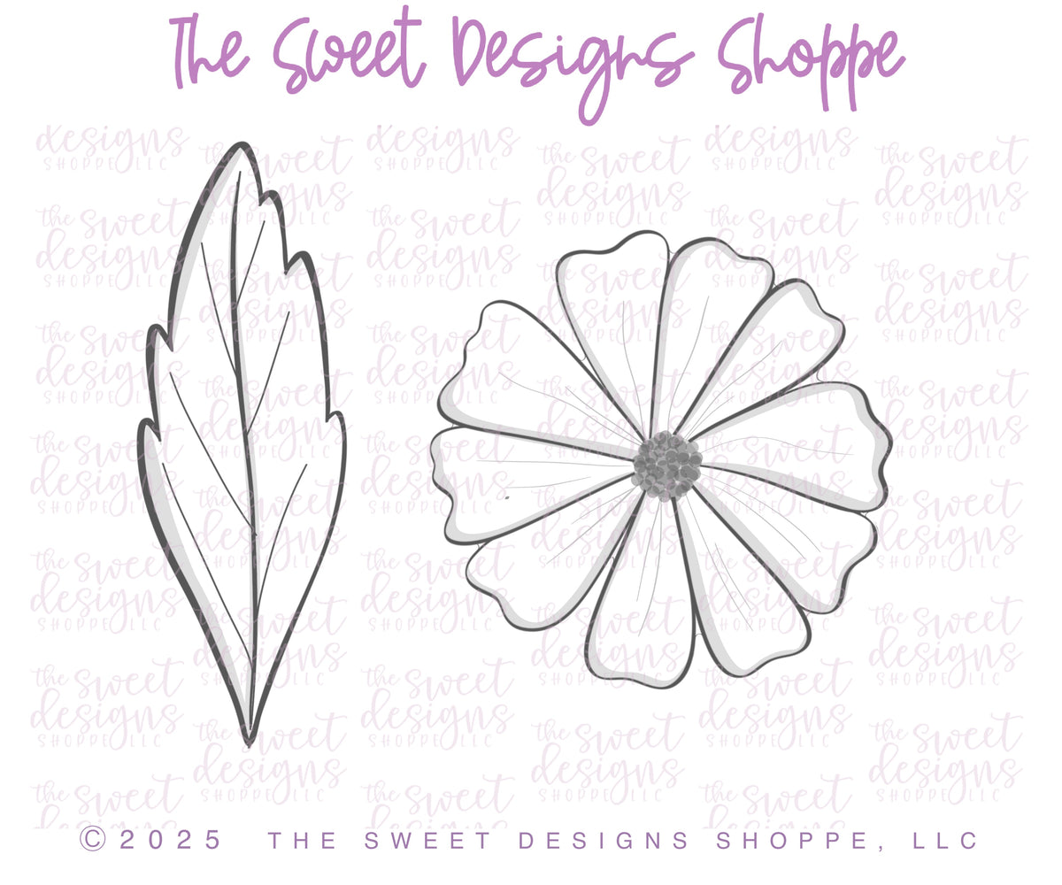 Cookie Cutters - Daisy & Leaf Set - Set of 2 - Cookie Cutters - The Sweet Designs Shoppe - TSDS - - ALL,Birthday,Cookie Cutter,MOM,mother,mothers,Mothers Day,Nurse,Nurse Appreciation,Promocode,regular sets,set,sets,STL,Teacher,Teacher Appreciation,Wedding,Wedding Favors