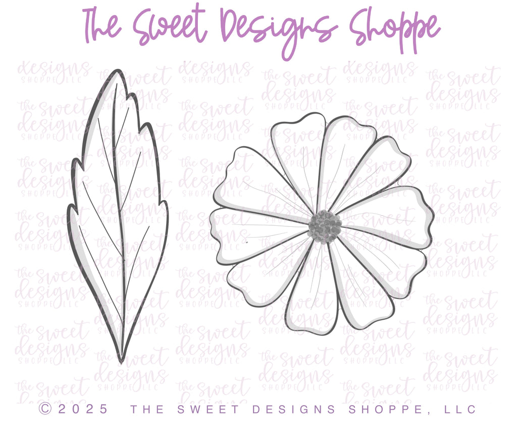 Cookie Cutters - Daisy & Leaf Set - Set of 2 - Cookie Cutters - The Sweet Designs Shoppe - TSDS - - ALL,Birthday,Cookie Cutter,MOM,mother,mothers,Mothers Day,Nurse,Nurse Appreciation,Promocode,regular sets,set,sets,STL,Teacher,Teacher Appreciation,Wedding