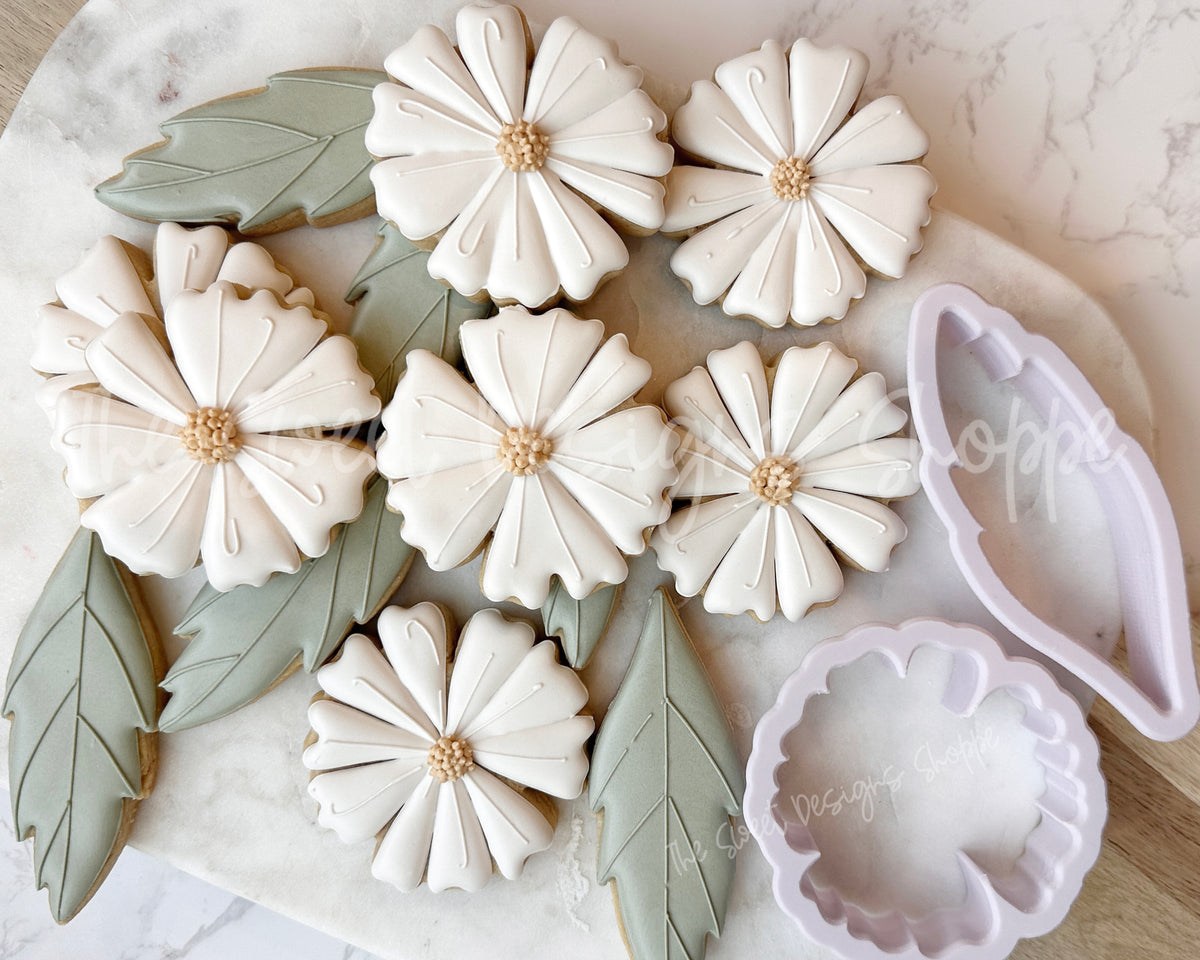 Cookie Cutters - Daisy & Leaf Set - Set of 2 - Cookie Cutters - The Sweet Designs Shoppe - TSDS - - ALL,Birthday,Cookie Cutter,MOM,mother,mothers,Mothers Day,Nurse,Nurse Appreciation,Promocode,regular sets,set,sets,STL,Teacher,Teacher Appreciation,Wedding,Wedding Favors