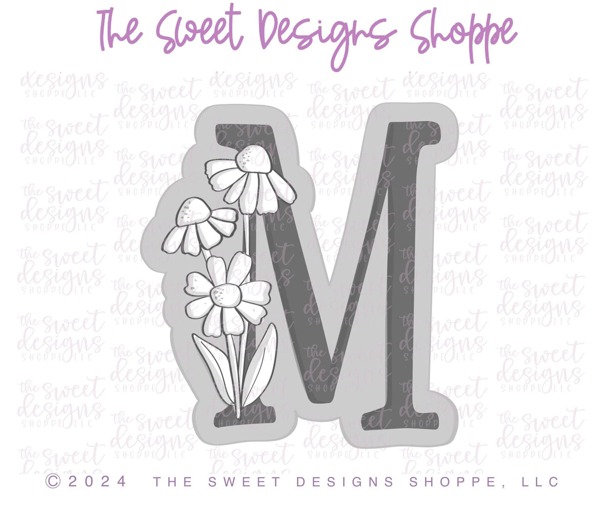 Cookie Cutters - Daisy M - Cookie Cutter - The Sweet Designs Shoppe - TSDS - - ALL,Cookie Cutter,Daisy,Flower,Flowers,Leaves and Flowers,letter,Lettering,Letters,letters and numbers,M 023 a,MOM,Mom Plaque,mother,mothers DAY,Promocode,STL