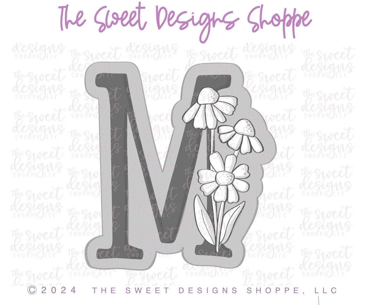 Cookie Cutters - Daisy M - Cookie Cutter - The Sweet Designs Shoppe - TSDS - - ALL,Cookie Cutter,Daisy,Flower,Flowers,Leaves and Flowers,letter,Lettering,Letters,letters and numbers,M 023 a,MOM,Mom Plaque,mother,mothers DAY,Promocode,STL
