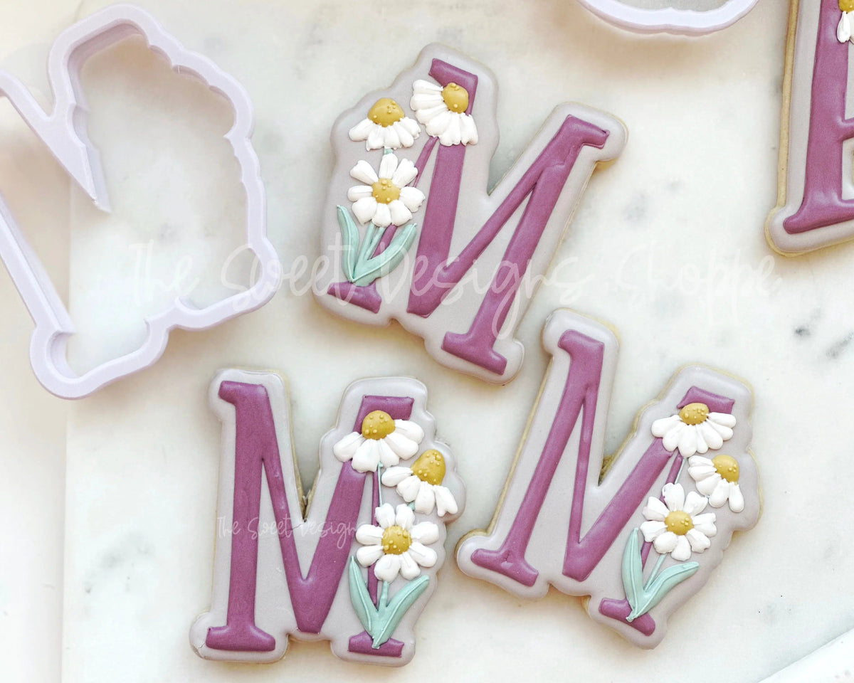Cookie Cutters - Daisy M - Cookie Cutter - The Sweet Designs Shoppe - TSDS - - ALL,Cookie Cutter,Daisy,Flower,Flowers,Leaves and Flowers,letter,Lettering,Letters,letters and numbers,M 023 a,MOM,Mom Plaque,mother,mothers DAY,Promocode,STL