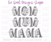 Cookie Cutters - Daisy MOM , MUM , MAMA Letters Cookie Cutters Set - Set of 4 - Cookie Cutters - The Sweet Designs Shoppe - TSDS - - ALL,Cookie Cutter,letter,Lettering,Mama,Mini Sets,MOM,mother,Mothers Day,Mum,mummy,Promocode,regular sets,set,STL,text,text and numbers