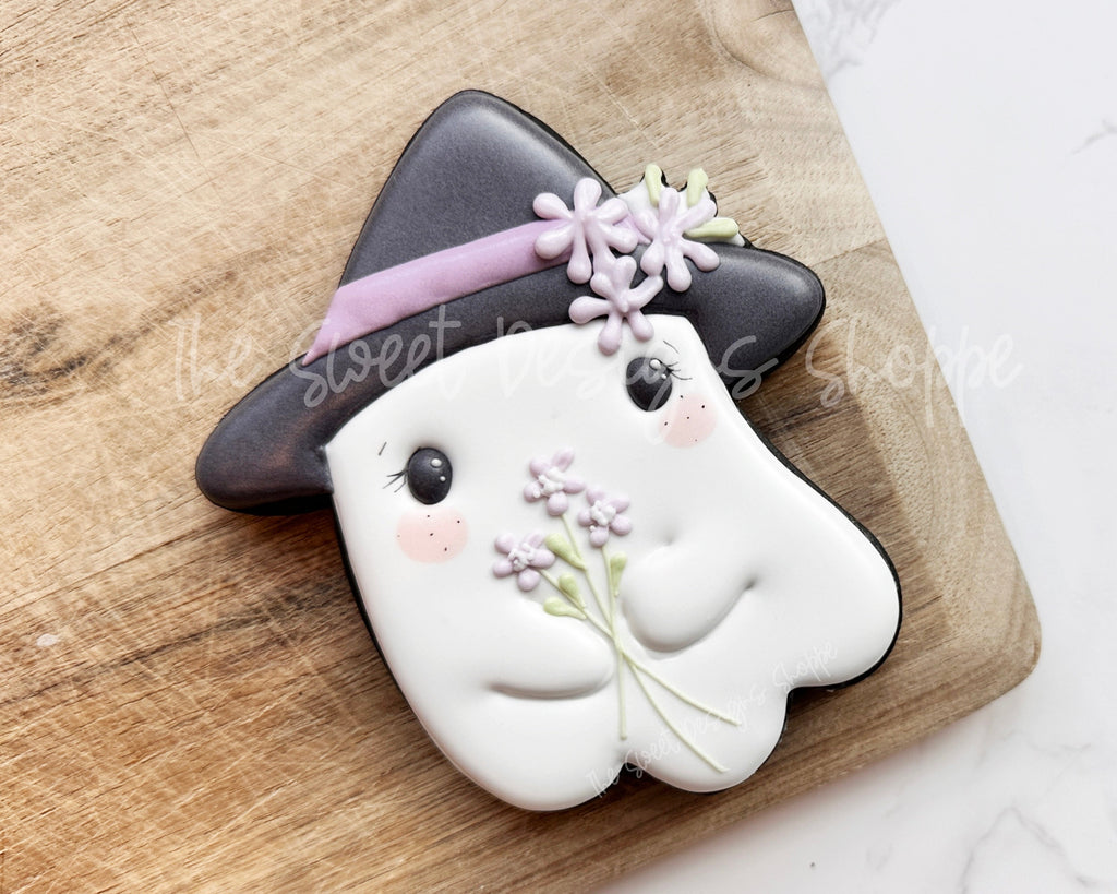 Cookie Cutters - Daisy Witchy Ghost - Cookie Cutter ( CookieCon 2024 Exclusive) - Gift to participants in swag bag - The Sweet Designs Shoppe - Regular (4-1/4" Tall x 3-5/8" Wide) - ALL, Austin, Cookie Cutter, CookieCon, halloween, Promocode, STL, Witch