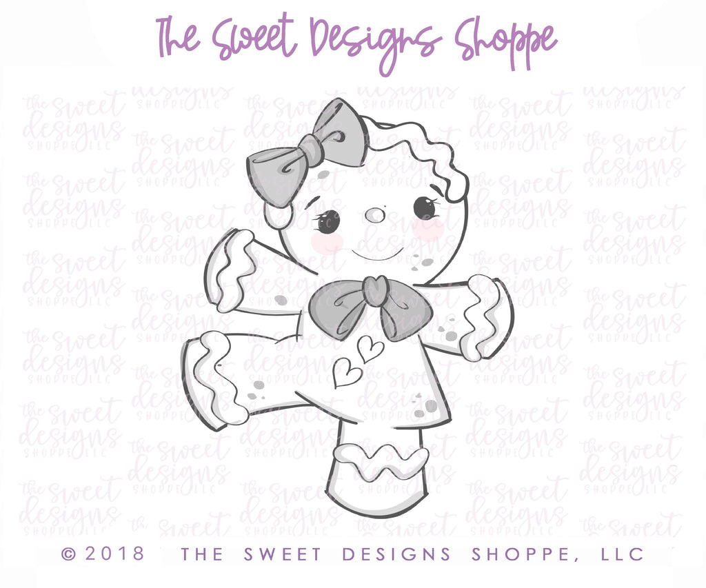 Cookie Cutters - Dancing Gingerbread Girl V3 - Cookie Cutter - The Sweet Designs Shoppe - - ALL, Christmas, Christmas / Winter, cookie, Cookie Cutter, Decoration, food, Food & Beverages, Ginger boy, ginger bread, Ginger girl, gingerbread, gingerbread man, girl, Ornament, Promocode, STL, Winter