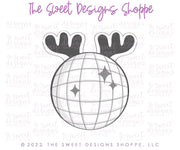 Cookie Cutters - Disco Ball with Antlers - Cookie Cutter - The Sweet Designs Shoppe - TSDS - - ALL,Christmas,Christmas / Winter,Christmas Cookies,Cookie Cutter,groovy,Ornament,Promocode,Retro,STL