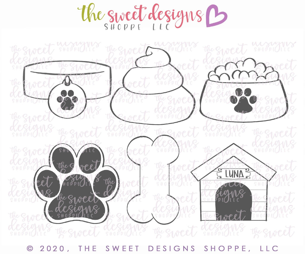 Cookie Cutters - Dog Set - Set of 6 Cookie Cutters - The Sweet Designs Shoppe - - ALL, Animal, animal plaque, Animals, Animals and Insects, Cookie Cutter, dog, Mini Sets, pet, Promocode, puppy, regular sets, Set, STL