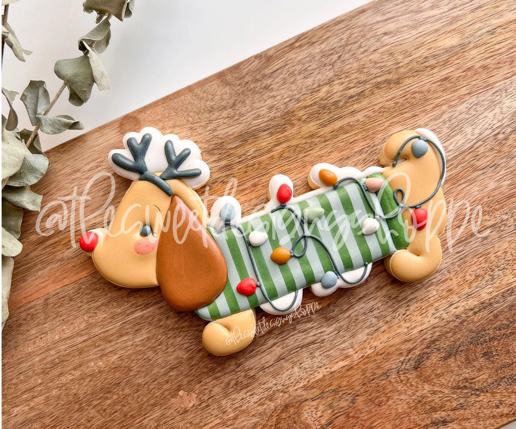Cookie Cutters - Dog With Antlers and Lights- Cookie Cutter - The Sweet Designs Shoppe - TSDS - - ALL,Animal,Animals,Animals and Insects,Christmas,Christmas / Winter,Christmas Cookies,Cookie Cutter,dog,Promocode,STL