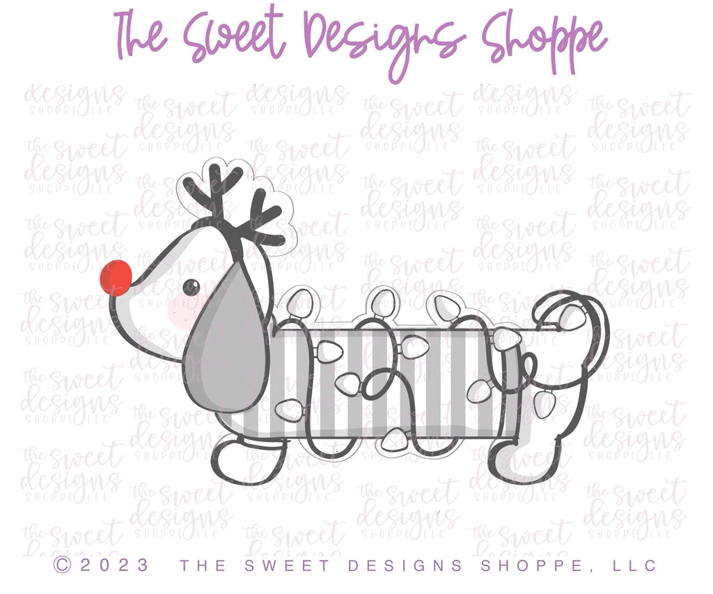 Cookie Cutters - Dog With Antlers and Lights- Cookie Cutter - The Sweet Designs Shoppe - TSDS - - ALL,Animal,Animals,Animals and Insects,Christmas,Christmas / Winter,Christmas Cookies,Cookie Cutter,dog,Promocode,STL