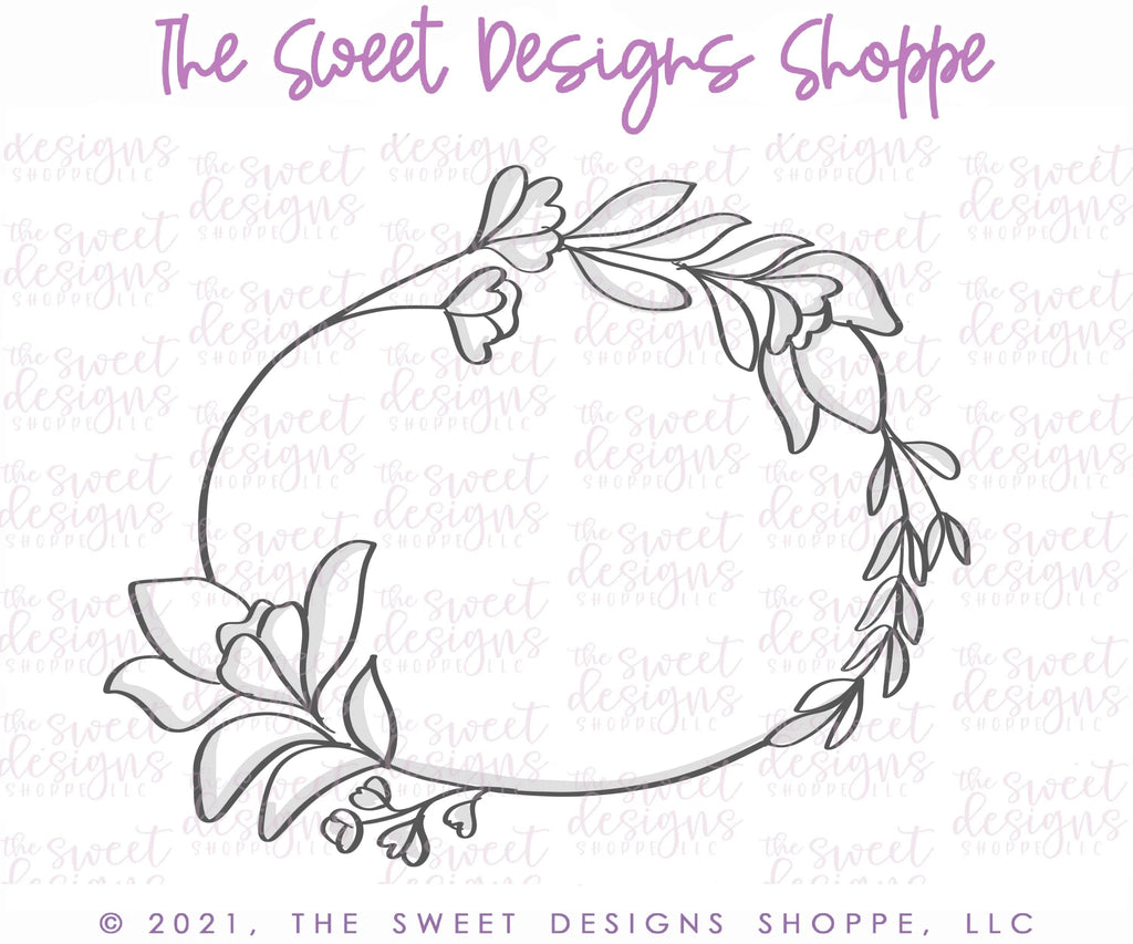 Cookie Cutters - Double Floral Oval - Plaque - Cookie Cutter - Sweet Designs Shoppe - - 4th, 4th July, 4th of July, ALL, Cookie Cutter, Plaque, Plaques, PLAQUES HANDLETTERING, Promocode, Sweet, Sweets, Travel