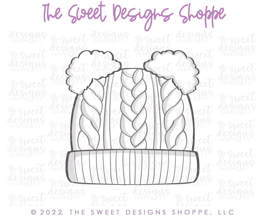 Cookie Cutters - Double Pom Pom Hat - Cookie Cutter - The Sweet Designs Shoppe - - ALL, Christmas, Christmas / Winter, Christmas Cookies, Clothes, clothing, Clothing / Accessories, Cookie Cutter, Promocode