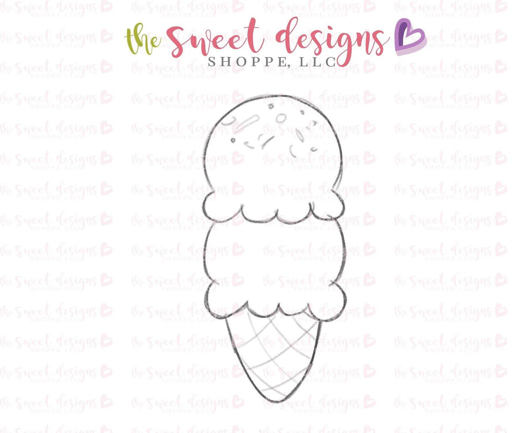 Cookie Cutters - Double Waffle Ice Cream v2- Cookie Cutter - The Sweet Designs Shoppe - TSDS - - 4th,4th July,4th of July,ALL,Birthday,cone,Cookie Cutter,Food,Food & Beverages,Food and Beverage,Ice Cream,icecream,Patriotic,Promocode,STL,Summer,Sweets,USA,valentine,valentines