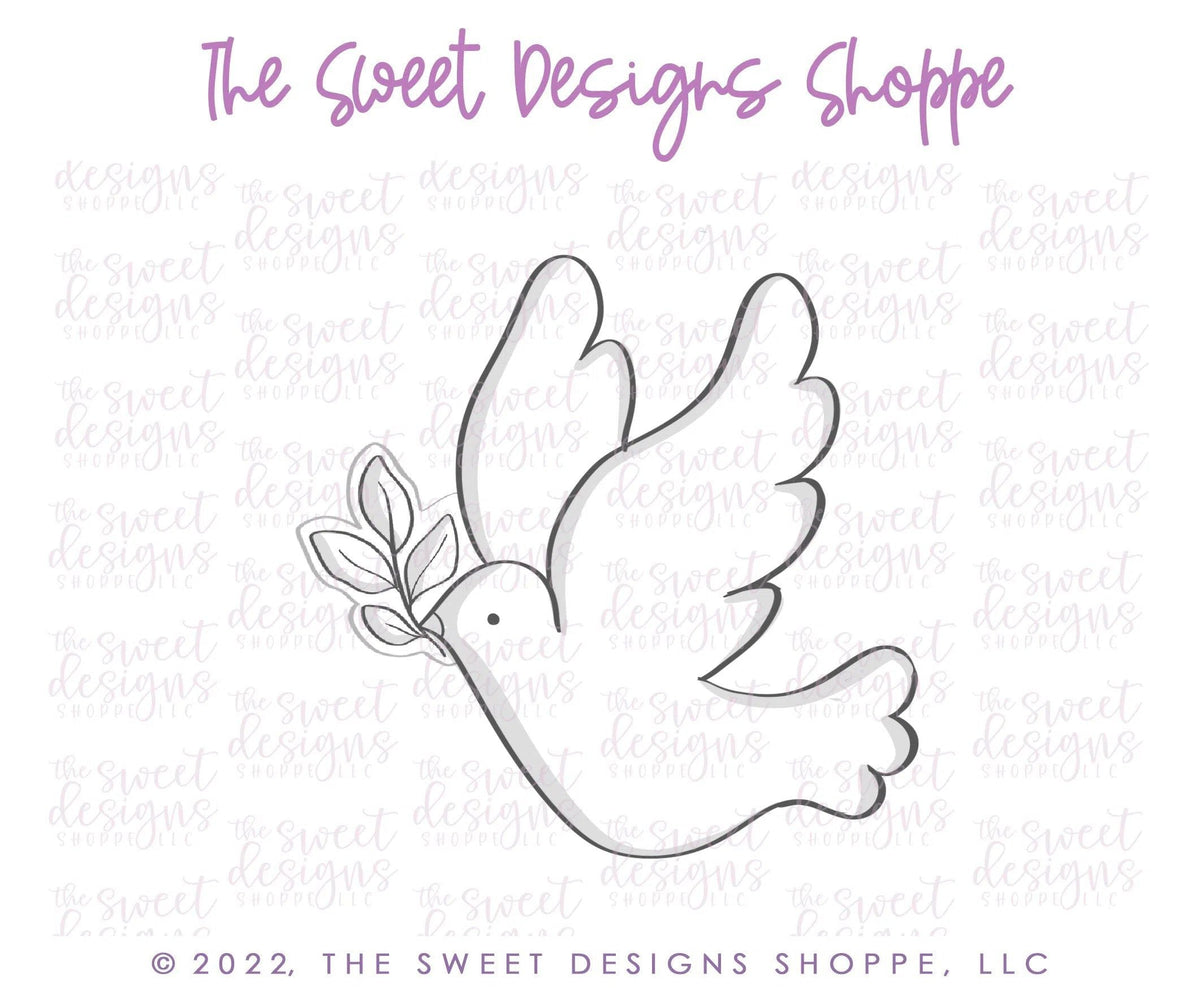 Cookie Cutters - Dove with Branch - Cookie Cutter - The Sweet Designs Shoppe - TSDS - - ALL,Animal,Animals,Animals and Insects,Cookie Cutter,First Communion,handlettering,Promocode,Religious,STL