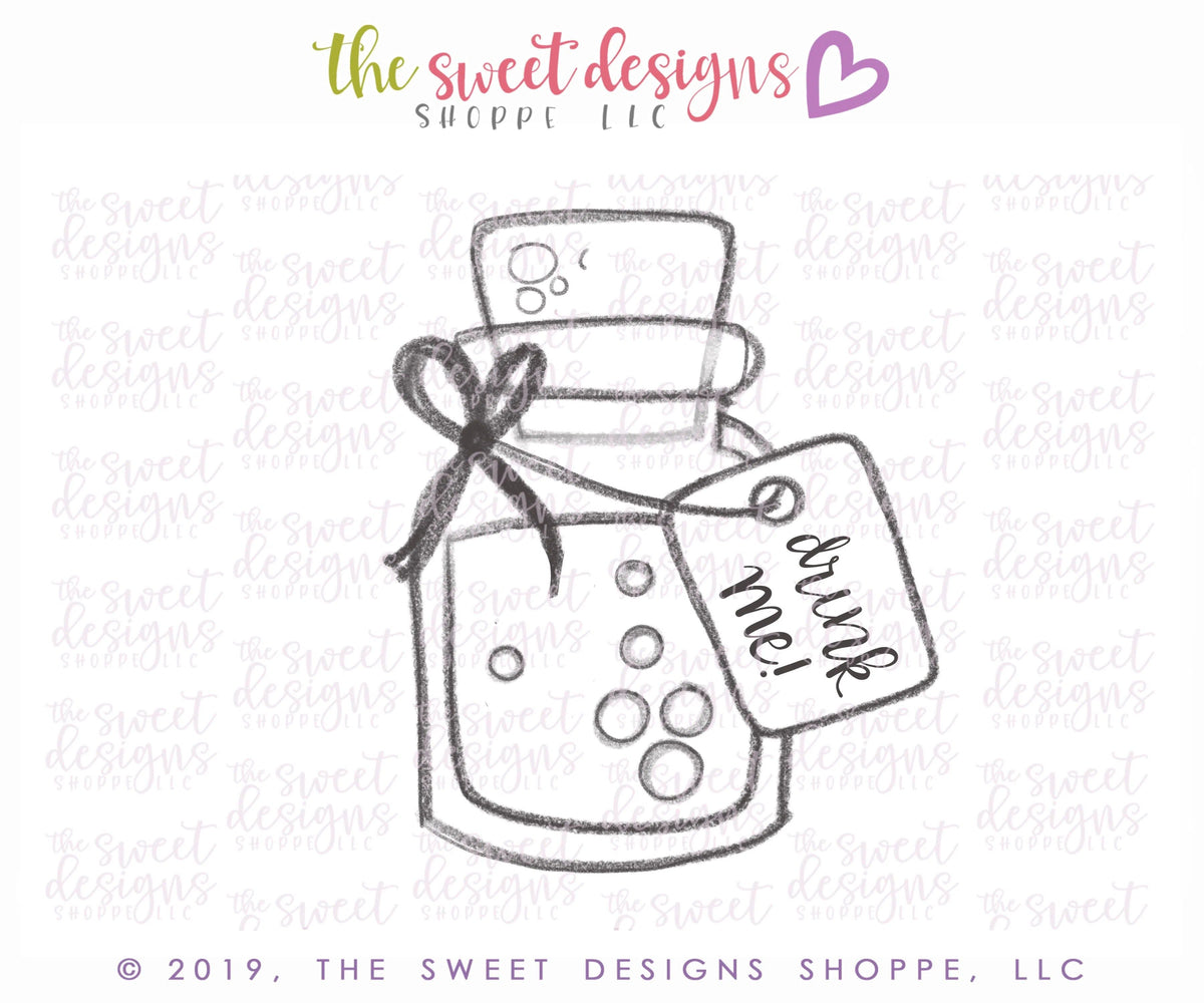 Cookie Cutters - Drink Me Potion - Cookie Cutter - The Sweet Designs Shoppe - TSDS - - Alice,ALL,Cookie Cutter,Fall / Halloween,Food,Halloween,kids,Kids / Fantasy,Promocode,STL,valentine,valentines,Witch,Wonderland