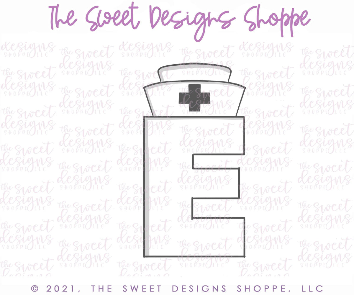 Cookie Cutters - E in LOVE with Nurse cap - Cookie Cutter - The Sweet Designs Shoppe - TSDS - - ALL,Cookie Cutter,doctor,Lettering,Letters,letters and numbers,medical,Nurse,Nurse Appreciation,Promocode,text