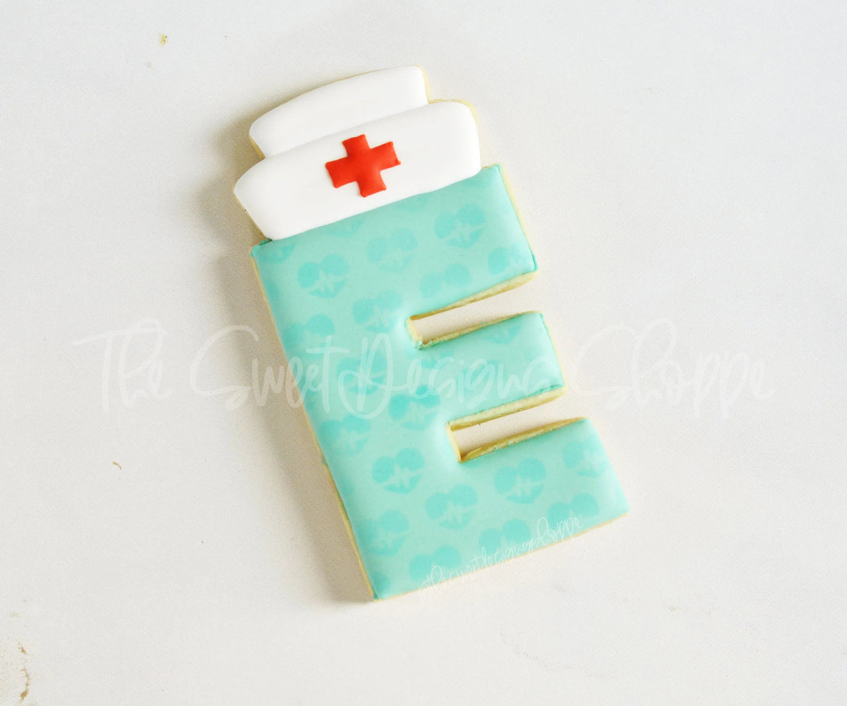 Cookie Cutters - E in LOVE with Nurse cap - Cookie Cutter - The Sweet Designs Shoppe - TSDS - - ALL,Cookie Cutter,doctor,Lettering,Letters,letters and numbers,medical,Nurse,Nurse Appreciation,Promocode,text